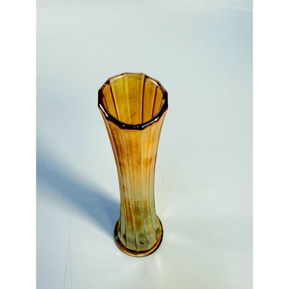 Swung Swing Bud Vase Vintage Light Peach Orange Amber Iridescent Home Decor - Picture 4 of 11